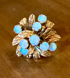 Gorgeous Antique 14k Gold & Moonstone J. W. Statement Ring Size 6 - Weight 8.45 Grams