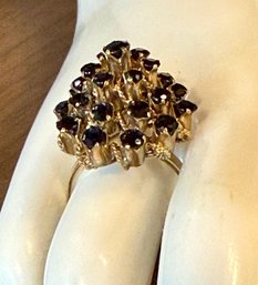 Vintage Gold Filled Ring With Synthetic Sapphires Size 7.5