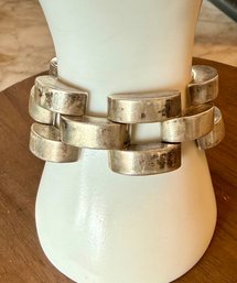 Vintage Mexico Sterling Silver Link Bracelet Size 6.5 Long - Weight 61.52