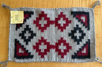 Vintage Hand Woven Navajo Small Wool Rug - Darlene Skenadore Chinle AZ - Crownpoint Rug Weavers Association