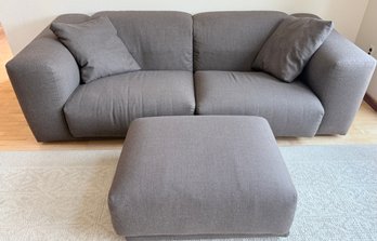 Custom  Furniture Design Within Reach Dark Grey Fabric Couch With Matching Ottoman
