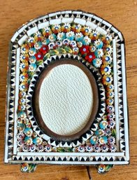 Antique Made In Italy Millefiori Glass And Brass Miniature Picture Frame