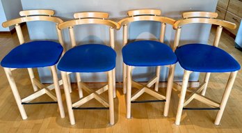 (4) Made In Denmark Solid Wood Findahls Mobelfabrik As Tondervej 53 Dk-6780 Skarbaek Padded Bar Stools