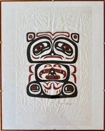 Native American Silk Screen Print 'box Design' On Rice Paper Framed