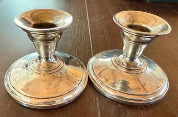 Pair Of M F H Sterling Silver Weighted Candle Holders - 423.28 Grams