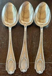 (3) Antique C D Peacock Sterling Silver Serving Spoons - 182.09 Grams