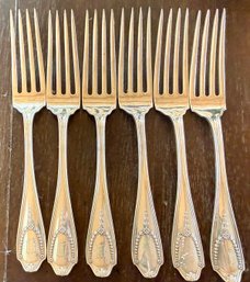 (6) Antique C D Peacock Sterling Silver 6.75 Inch Salad Forks - 236.09 Grams