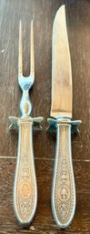 Antique Sterling Silver Handled Carving Knife & Fork - Total Weight - 136.73
