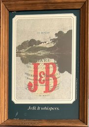 1983 J & B Scotch Bar Mirror In Wood Frame