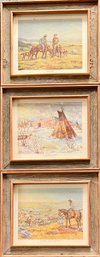 (3) Ben Cooper Custom Barn Wood Framed Prints - Challenge, William Bent's Forte, Campbell County Odyssey