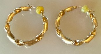 14k Yellow Gold Twist Hoop Earrings By SLC - Total Weight - 4.29 Grams