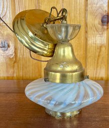 Brass Fixture With Swirl Art Glass Shade