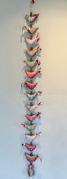 Lovely Strand Of 65 Inch Indian Prosperity Hens Birds Tota Hanging With Brass Bell Wall Hanging