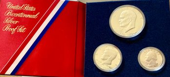 Bicentennial 1976 Coins In Original Box And Cases - Quarter - Half Dollar & Dollar Coins