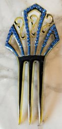 Antique Art Deco Celluloid Hair Comb With Rhinestones