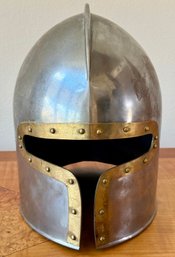 Medieval Silver And Brass Made In India Barbute Helmet