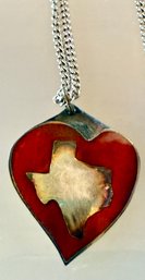 Vintage Szymak Sterling Silver And Enamel Texas Pendant - Weight 7 Grams