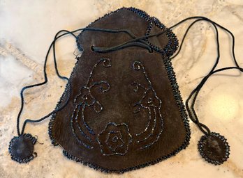 Vintage Leather & Seed Bead Medicine Bag (as Is)