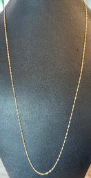 Delicate 14K Yellow Gold Italy Twist 24 Inch Chain Necklace  - Weight 1.3 Grams