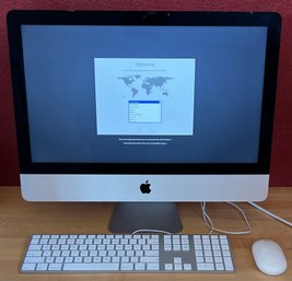 Apple Imac Model A1418 21.5' Display Computer With Power Cable, Mouse, Keyboard, And Original Box