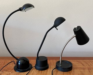 (3) Small Adjustable Arm Desk Lamps