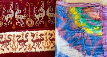 Two Vintage Tables Covers - Batik Tie Dye And Tapestry Batik