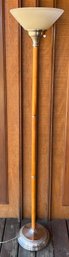 72' 2 Bulb Floor Lamp With Brushed Metal Base And Glass Shade