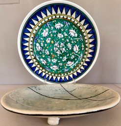 Jerusalem Hand Painted Bowl And A Signed Studio Pottery Footed Bowl