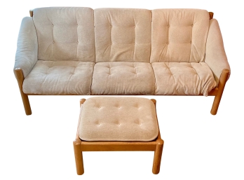 Vintage Domino Mobler Made In Denmark Teak Sofa With Ottoman And Original Stickers