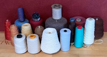 Lot Of Assorted Color Wool, Cotton, And Acrylic Yarn Skeins And Cones