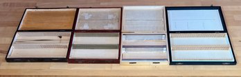 (4) Vintage Wood And Cardboard Glass Slide Boxes