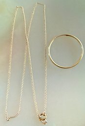 Delicate 10k 16' Gold Chain And (1) 14k Gold Hoop Earring