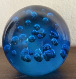 Gorgeous Dark Blue Bubble 5 Inch Paperweight