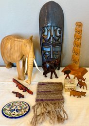 Hand Carved Kenya Wood Mask, Wood Elephant, Small Hand Carved Animals, Stacking Elephant Figurine