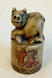 Antique Chinese Zodiac Stone Stamp Pig