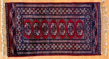 Vintage Wool Bokhara Hand Woven Rug Pakistan With Gul Motif