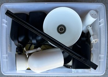 Tote Of Assorted Spot Lights, Fixtures And Eurofase Mini Down Lights
