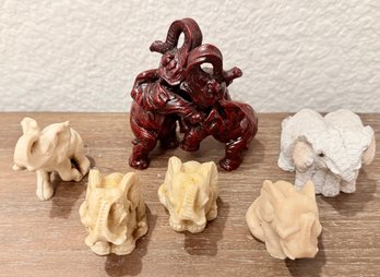 Assorted Resin Elephant Figurines - Vintage Mexico - Stone Critter Littles - China
