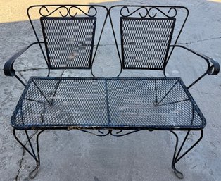 Darling Woodard Wrought Iron Love Seat Patio Bench
