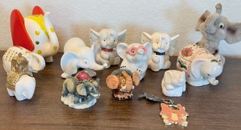 Assorted Porcelain Elephant Figurines - Banks - Key Chain - Prestige - Japan