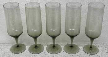 (5) Vintage Orrefors Crystal Rhapsody 9' Smoke Champaign Glasses