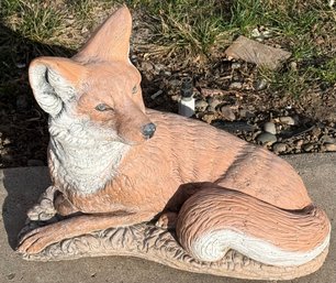 Vintage Cement Painted Fox Yard Art