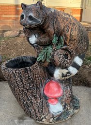 Milwaukee Concrete Studio Concrete Raccoon Outdoor Planter Yard Art