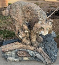 Large Solid Concrete Bobcat Outdoor Yard Art