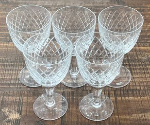 (5) Vintage Royal Brierley English Crystal 6.5' Glasses Signed