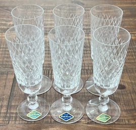 (6) Vintage Royal Brierley English Crystal 7' Champaign Glasses Signed