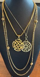 Ann Klein Gold Tone Pendant Necklace - Gold Tone Knot & Pendant Necklace