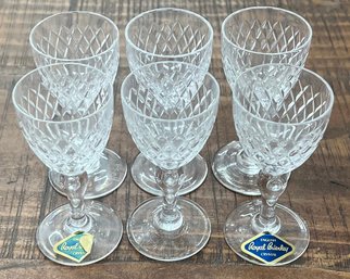 (6) Vintage Royal Brierley English Crystal 3.75' Sherry Glasses Signed