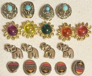 Vintage Assorted Button Covers - Flowers - Southwestern - Elephants - Blue Bead Silver Tone
