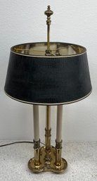 Vintage Stiffel Bouillotte Tri-bulb Solid Brass Table Lamp With Adjustable Height Shade